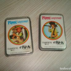 Barajas de cartas: PIPPI LANGSTRUMPF NAIPES COMAS COMPLETAS TRACERA AZUL Y TRACERA ROJA CON FUNDA 1975