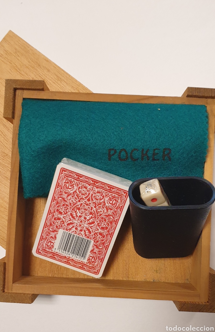 Barajas de cartas: Set de pocker en caja de madera a&ntilde;os 80 - Foto 3