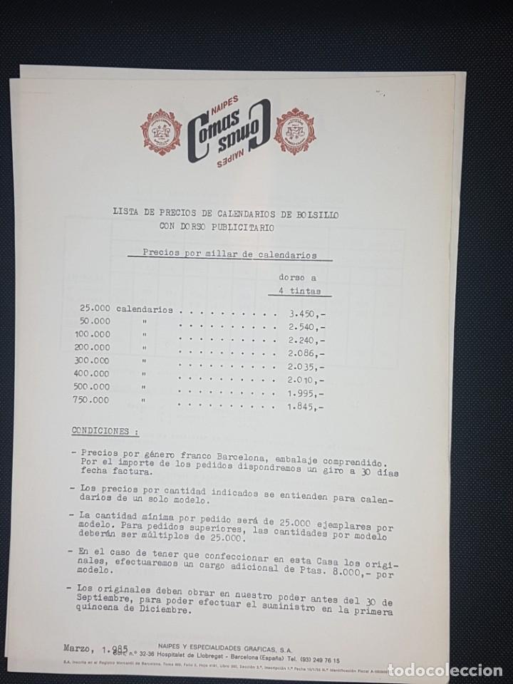 Barajas de cartas: Naipes Comas Listas de precios de 1985 - Foto 4