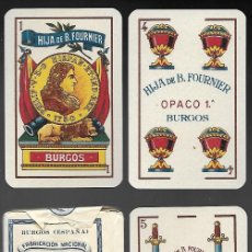 Mazzi di carte: BARAJA HIJA DE B. FOURNIER, BURGOS, FELIPE V, OPACO 1ª DE 1964, T-3IP ROJO. Nº 188 EN 5 DE ESPADAS.