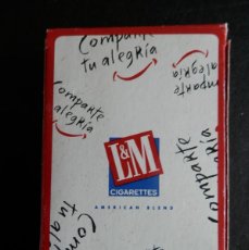 Barajas de cartas: BARAJA FOURNIER PUBLICIDAD CIGARROS LM, NUEVA, DE COLECCIÓN.