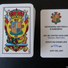 Barajas de cartas: RARA BARAJA BOTIFARRA HISTÓRICA D'ANDORRA, NUMERADA, NAIPES COMAS 2007, NUEVA, SIN USO, DE COLECCIÓN