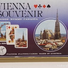 Barajas de cartas: VIENNA SOUVENIR / PIATNIK PLAYING CARDS / BRIDGE-RUMMY-CANASTA / USADO EN BUEN ESTADO / LIBRETO
