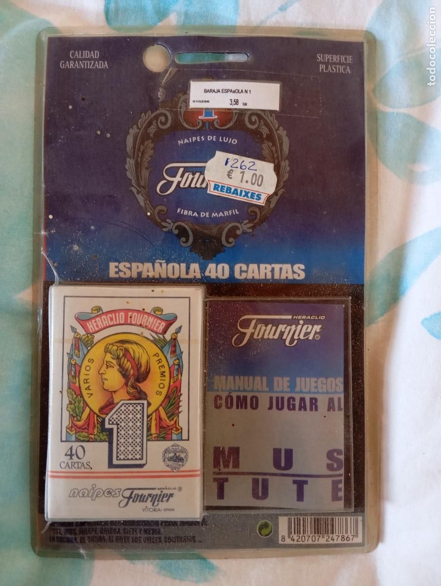 Barajas de cartas: Baraja espa&ntilde;ola 40 cartas Heraclio Fournier, nueva en blister original. Incluye manual de juegos