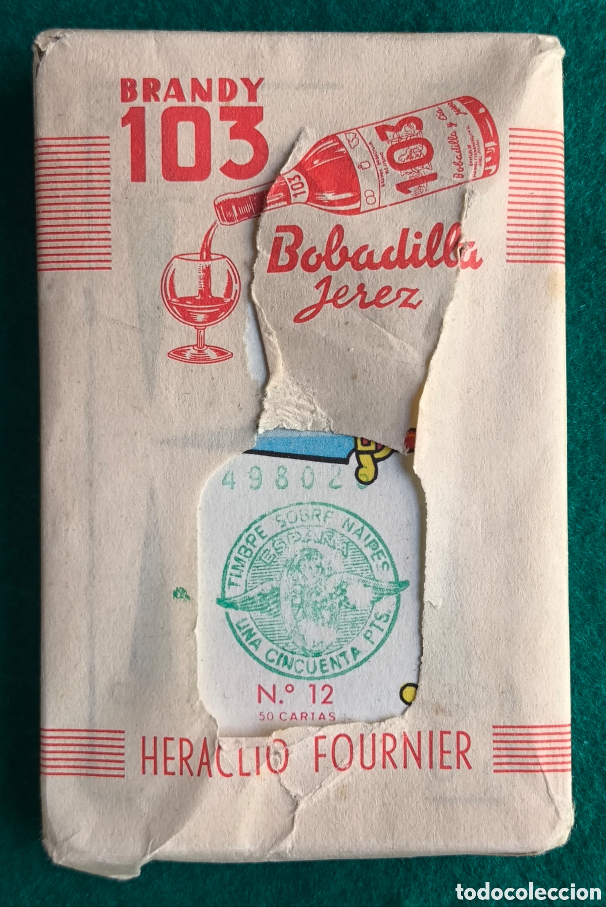 Barajas de cartas: NAIPES FOURNIER BARAJA ESPA&Ntilde;OLA PUBLICIDAD BRANDY 103 BOBADILLA JEREZ