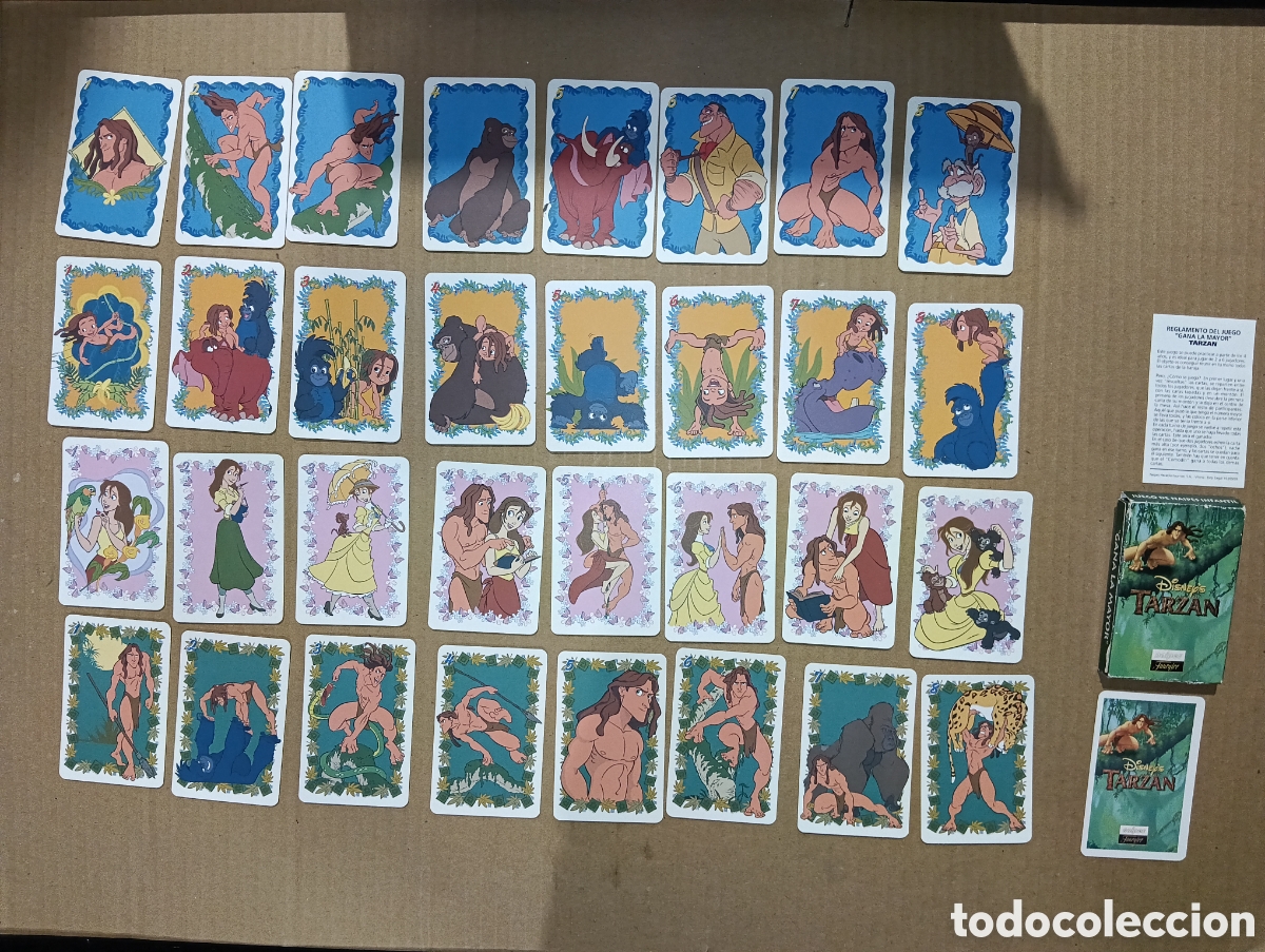 Barajas de cartas: BARAJA FOURNIER TARZ&Aacute;N DISNEY COMPLETA CAJA E INSTRUCCIONES