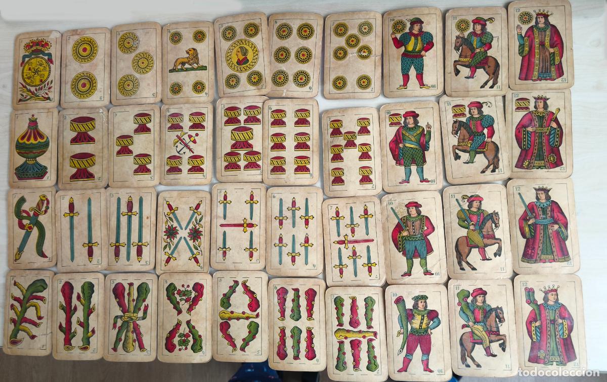 Barajas de cartas: Baraja espa&ntilde;ola completa (40 cartas). El Le&oacute;n. Publicidad de cerveza tropical. Se&ntilde;ales de uso