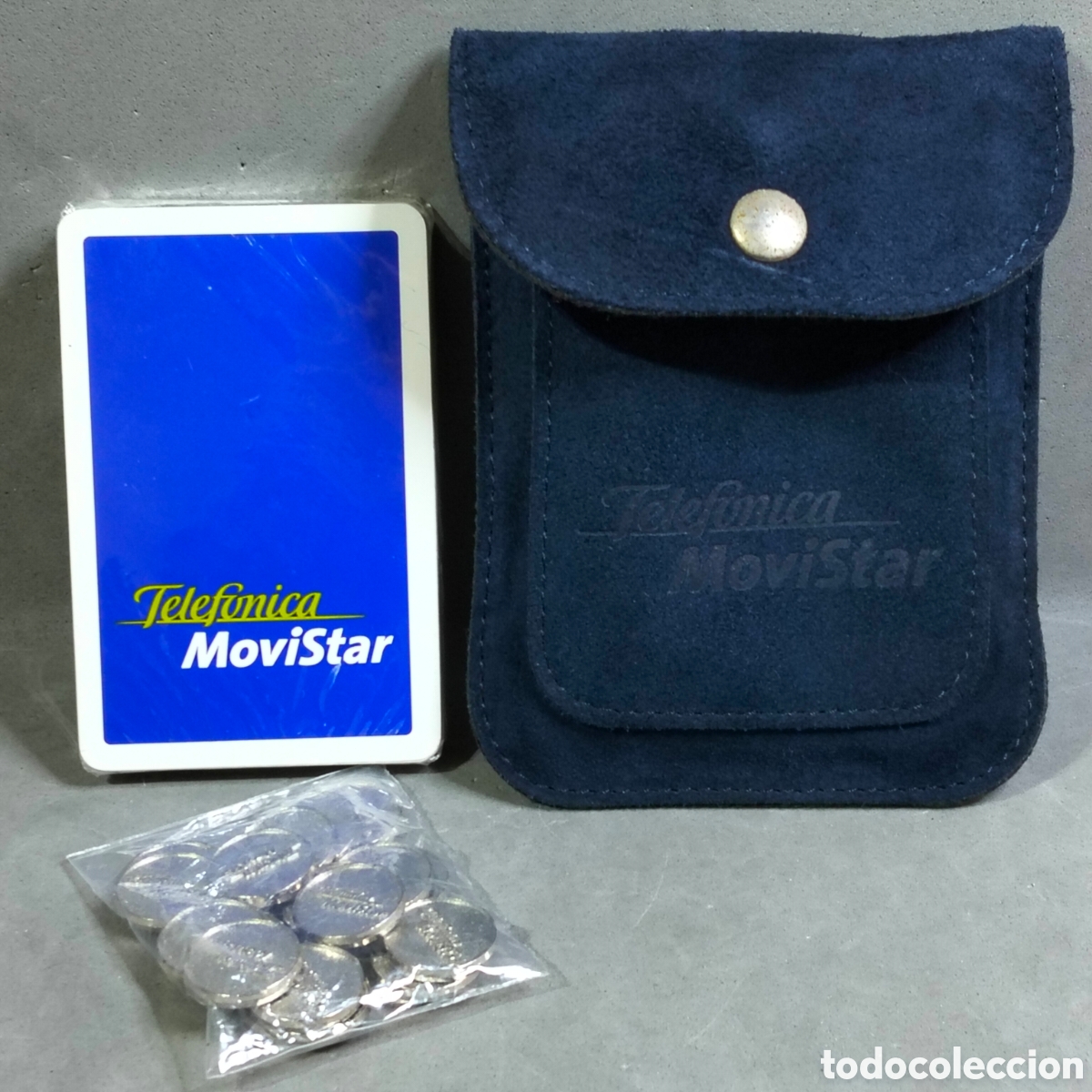 Kartenspiele: Antigua cartera publicidad Telef&oacute;nica Movistar, baraja 40 cartas, y amarracos. Fournier. Precintada