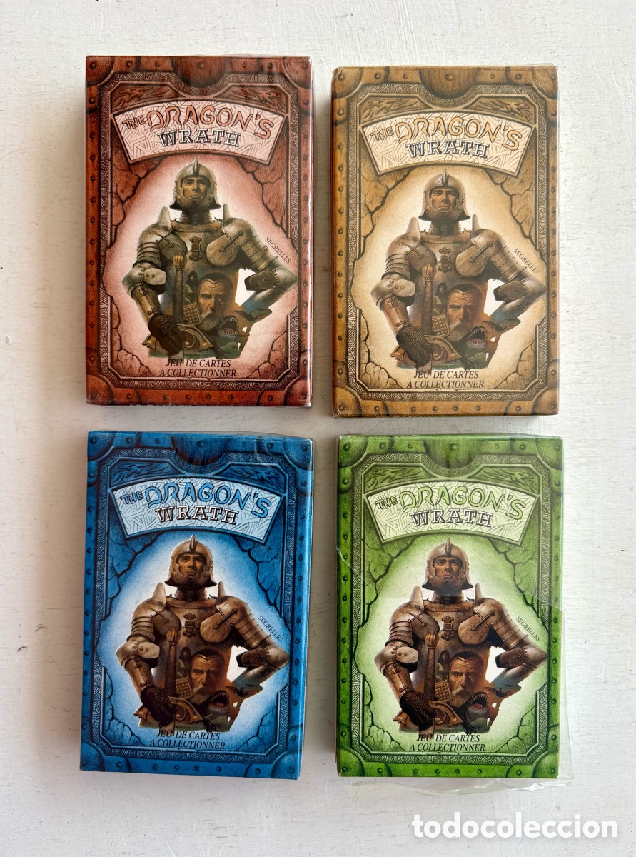 Barajas de cartas: Lote 4 barajas La ira del drag&oacute;n de Fournier, versi&oacute;n francesa.
