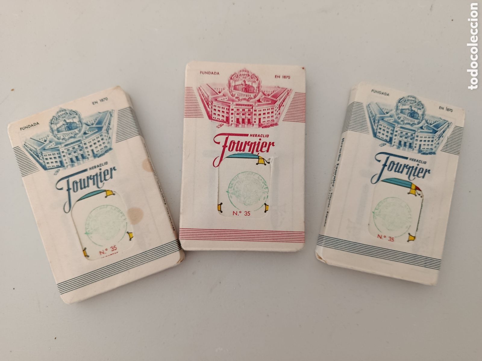 Barajas de cartas: Lote 3 barajas de cartas espa&ntilde;olas marca Heraclio Fournier modelo N&ordm; 35
