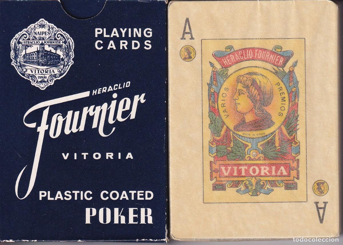 Kartenspiele: 388A - BARAJA ESPA&Ntilde;OLA DE PLASTIC POKER DE HERACLIO FOURNIER CON PUBLICIDAD CAFES COLUMBA (NUEVA)