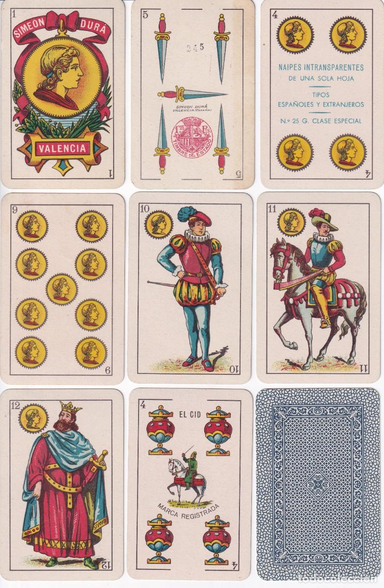 Playing Cards: 348C - BARAJA DE EL CID N&ordm; 25 DEL A&Ntilde;O 1939 CON 48 NAIPES DE HIJOS DE SIMEON DURA