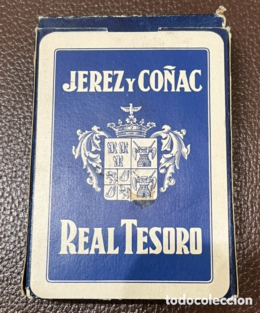 Barajas de cartas: Baraja Poker. Publicidad JEREZ Y CO&Ntilde;AC REAL TESORO. Fournier. A&ntilde;os 40.