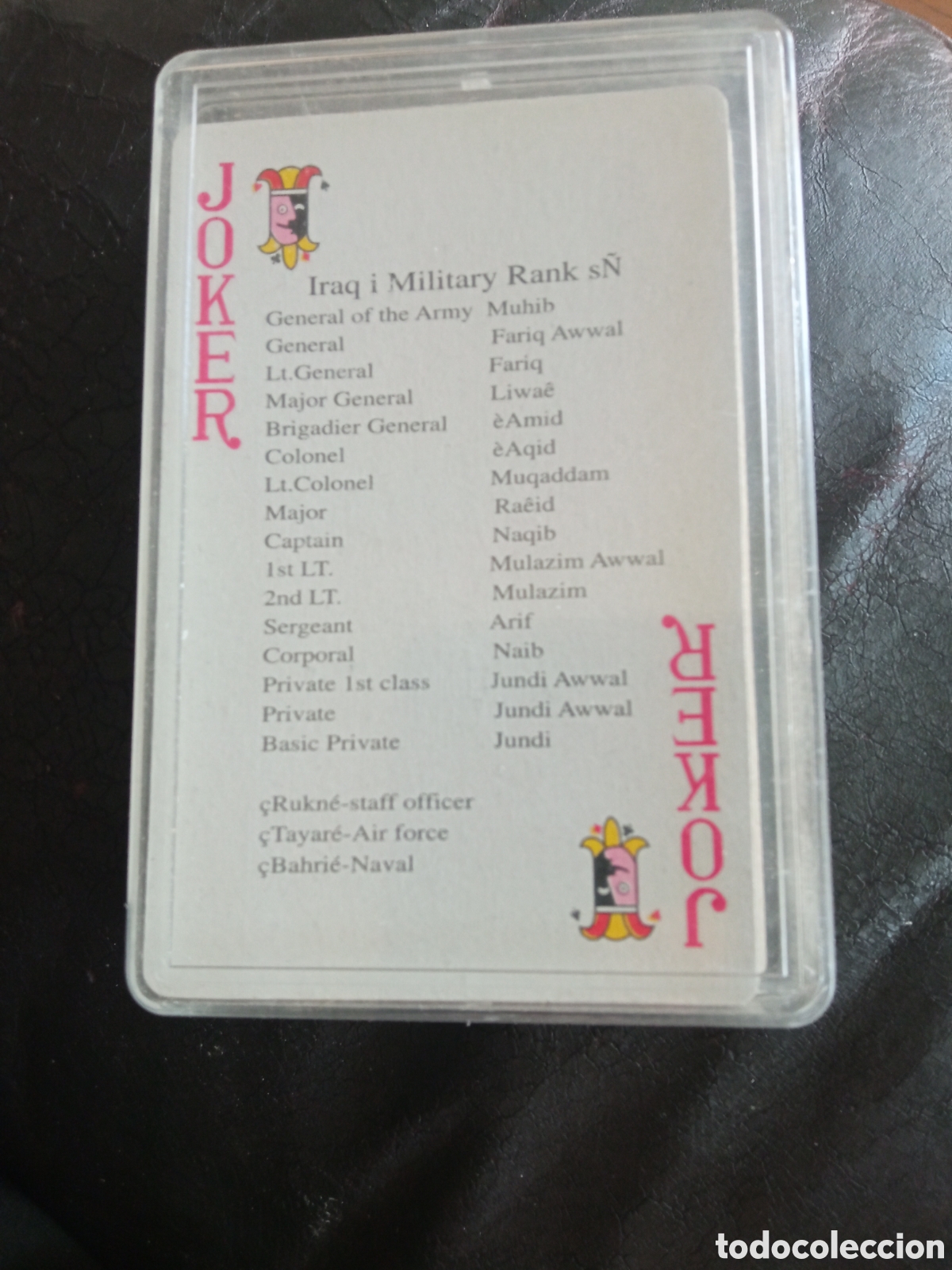 Barajas de cartas: Baraja de naipes de poker, Iraq Military Ranks, 54 cartas