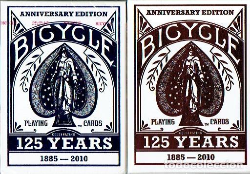 Barajas de cartas: Barajas de p&oacute;ker Bicycle Anniversary Edition 125 Years (azul y roja)