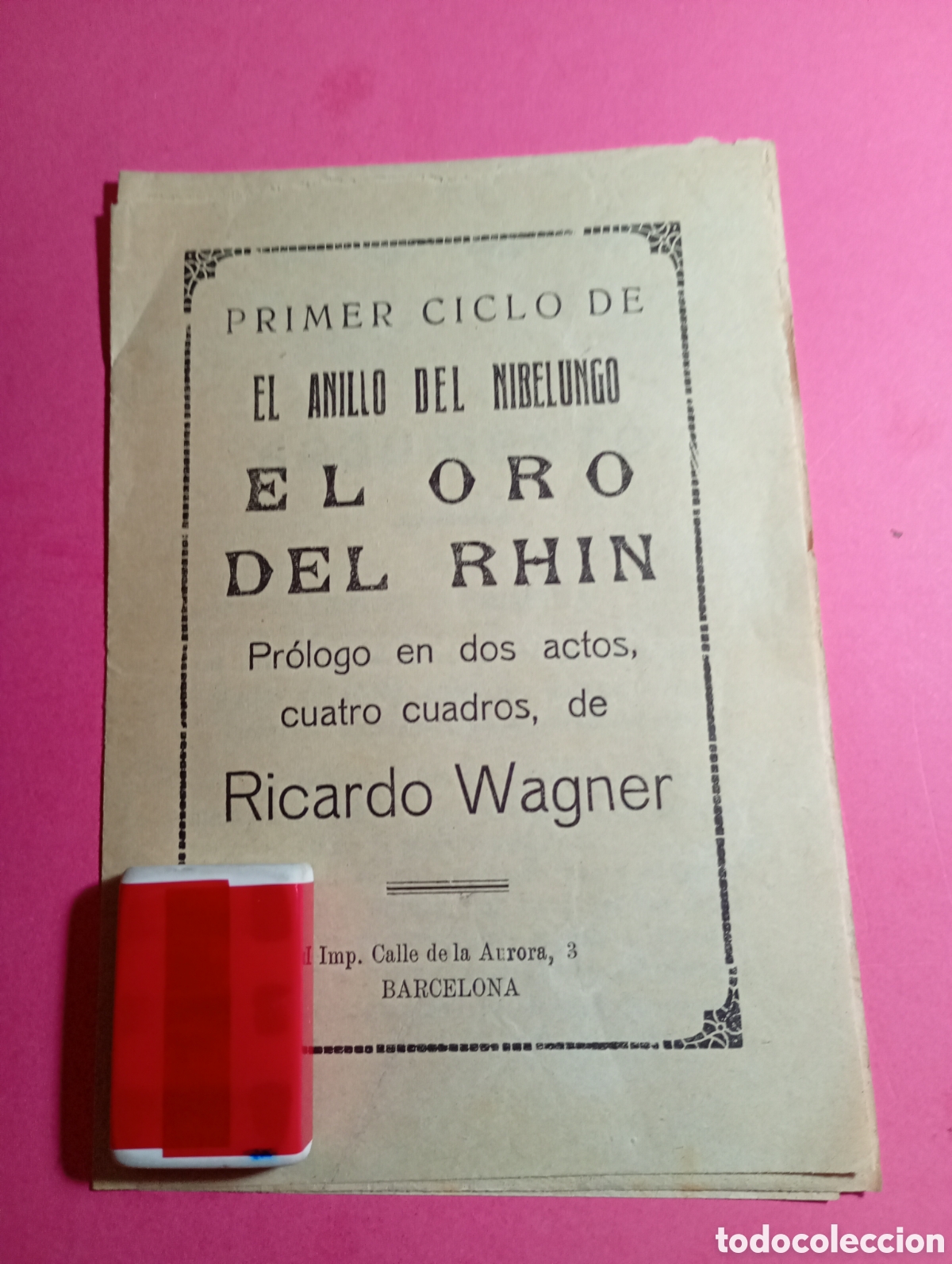 Barajas de cartas: WAGNER ANTIGUO FOLLETO RESUMEN PRIMER CICLO DE EL ANILLO DEL NIBELUNGO ''EL ORO DEL RHIN'' BARCELONA