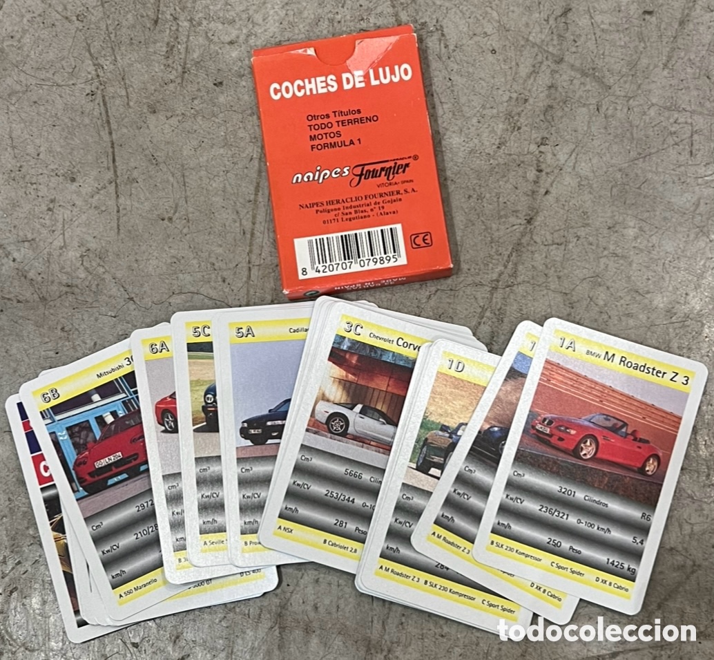 Barajas de cartas: Baraja Infantil. Coches de Lujo. Cuartetos T&eacute;cnicos. Fournier. 1998.