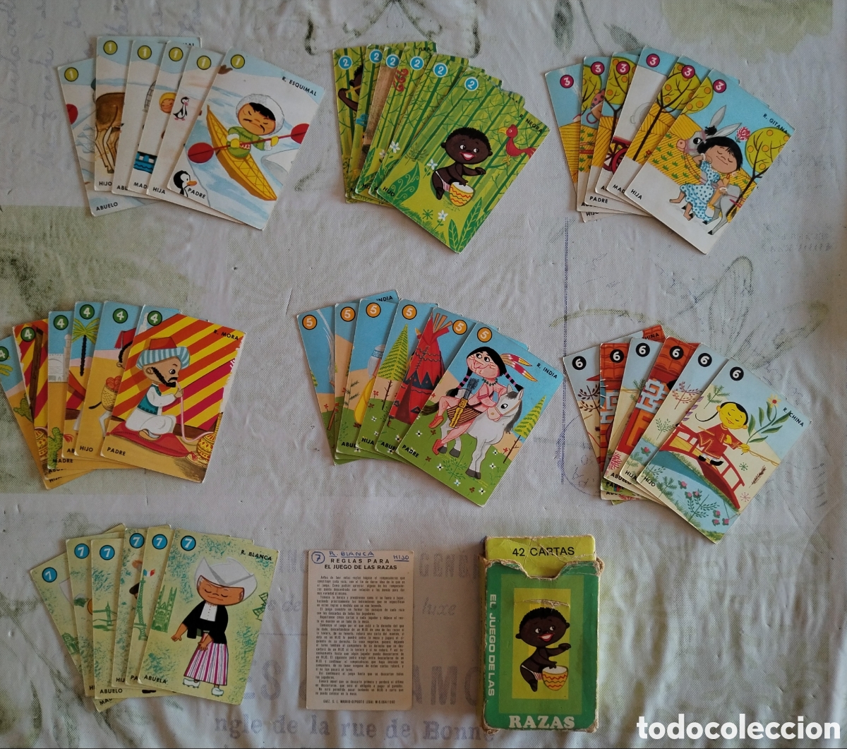 Barajas de cartas: Baraja naipes infantil ediciones recreativas Las Razas 1960 completa