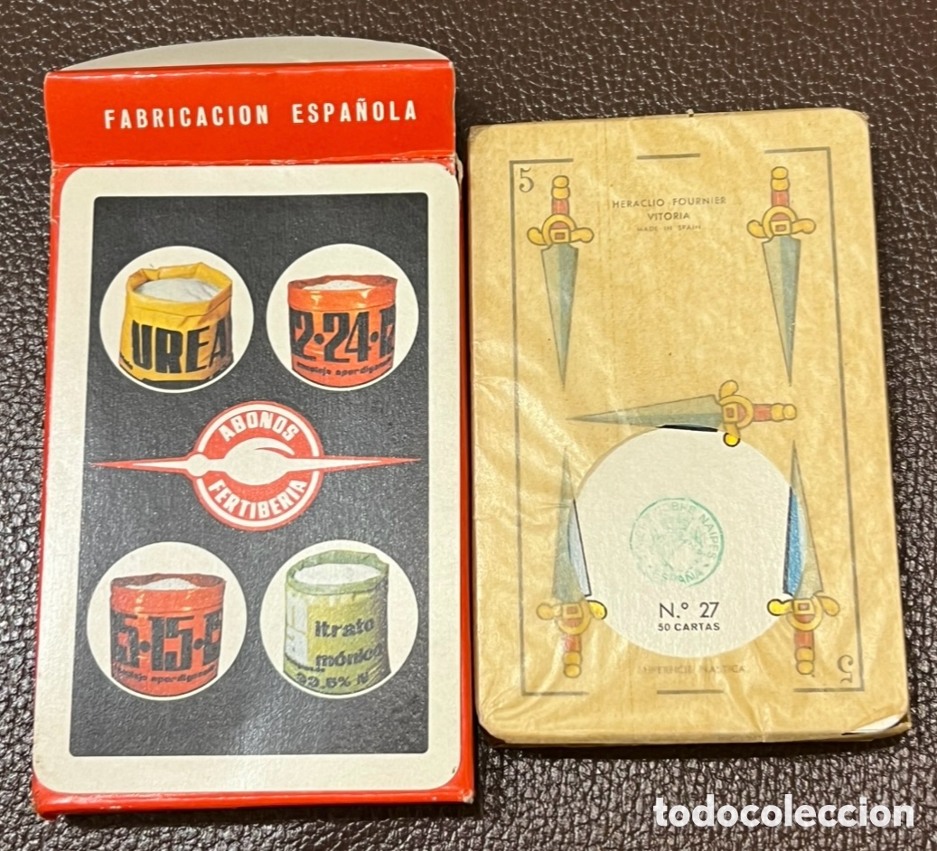 Barajas de cartas: Baraja Espa&ntilde;ola. Publicidad ABONOS FERTIBERIA. Fournier.