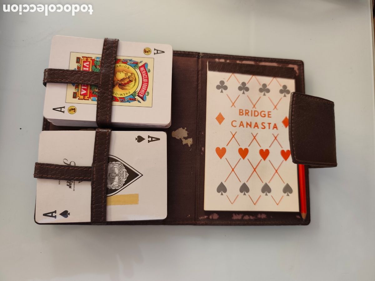 Barajas de cartas: Estuche naipes Heraclio Fournier. Espa&ntilde;ola y Poker. Con cuaderno y lapiz