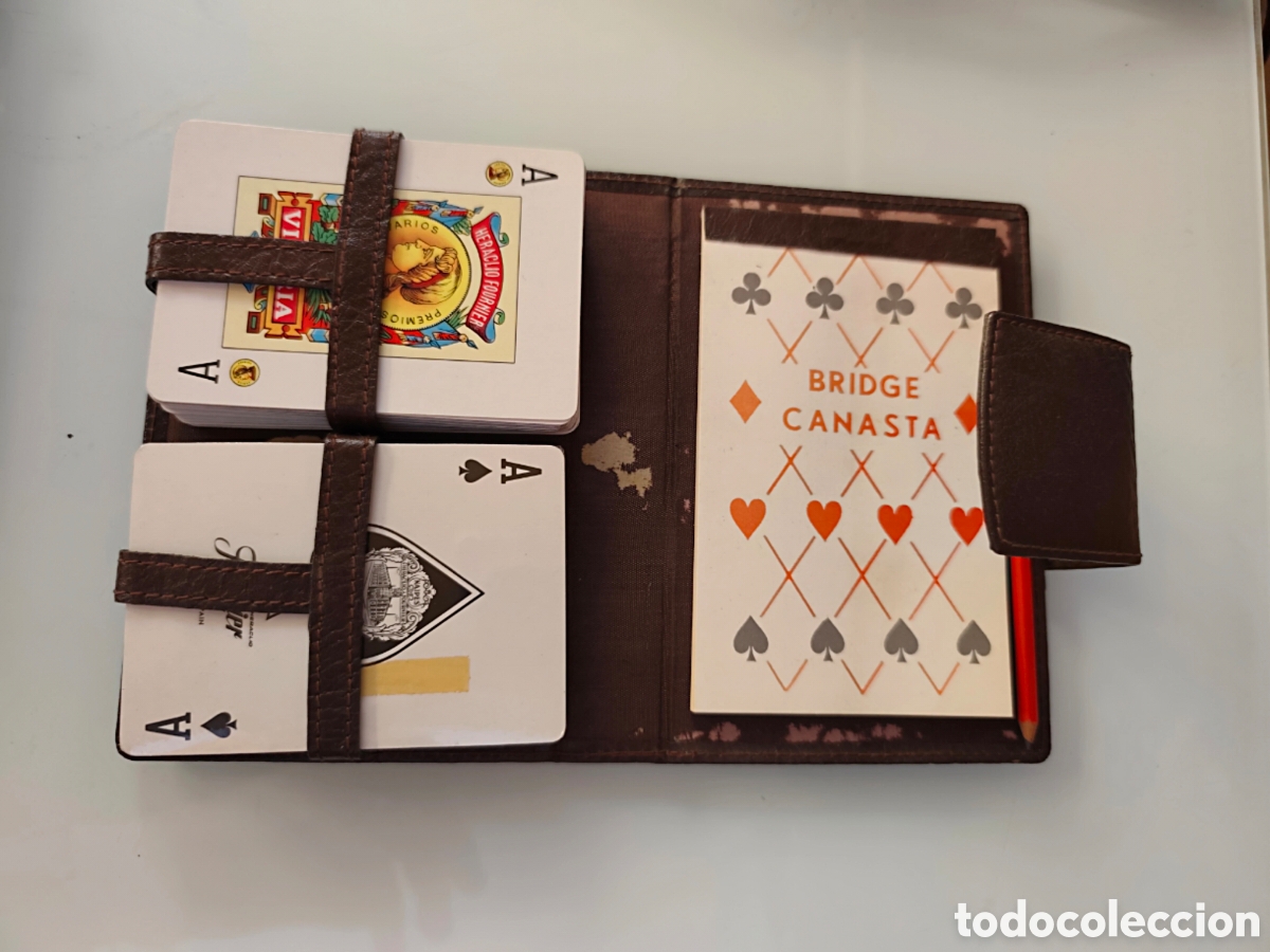 Barajas de cartas: Estuche naipes Heraclio Fournier. Espa&ntilde;ola y Poker. Con cuaderno y lapiz