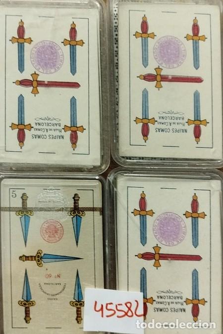 Barajas de cartas: NAIPES COMAS. Cuatro barajas con Timbres del Estado, de los a&ntilde;os 60 o 70.