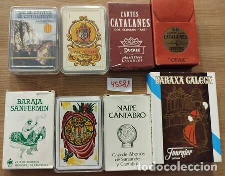Barajas de cartas: Lote de ocho juegos de naipes de diversas Autonom&iacute;as, cuatro de ellos catalanes.