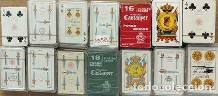 Barajas de cartas: Lote de 14 barajas de diversos fabricantes, incluye cuatro de CASTANYER, a estrenar.