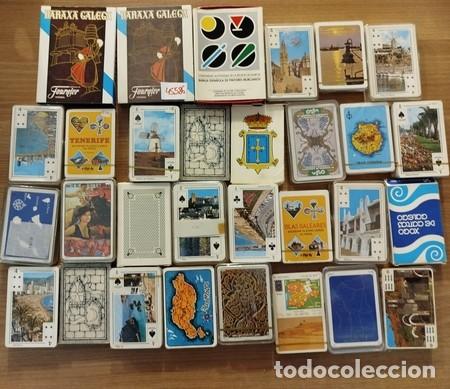 Mazzi di carte: Bonito lote de 30 barajas variadas de diversas regiones o poblaciones espa&ntilde;olas, a estrenar.