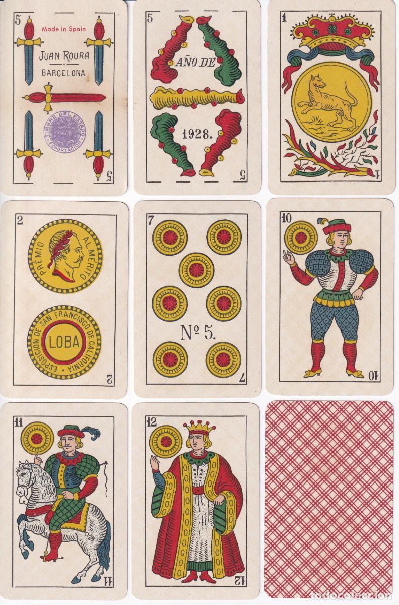 Barajas de cartas: 159B - BARAJA ESPA&Ntilde;OLA COMPLETA LEGITIMA LOBA DEL A&Ntilde;O 1939 DE JUAN ROURA-HISPANO AMERICANA-NUEVA