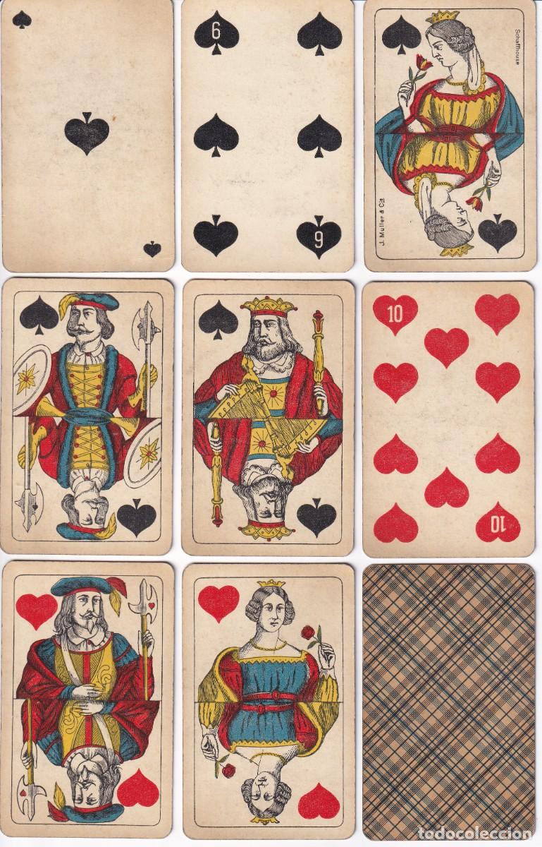 Jeux de cartes: BARAJA COMPLETA DE POKER DE SUIZA DE 36 NAIPES DEL A&Ntilde;O 1910 (J. MULLER & CIA)