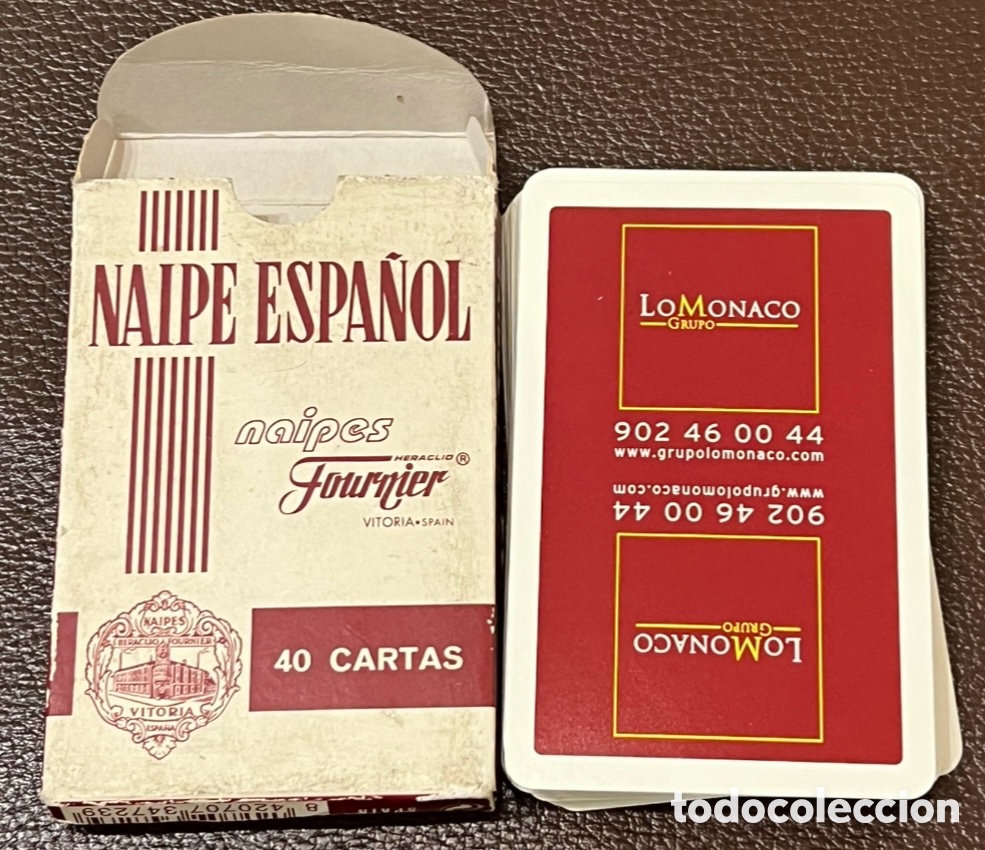 Barajas de cartas: Baraja Espa&ntilde;ola. Publicidad LOMONACO Grupo. Fournier.