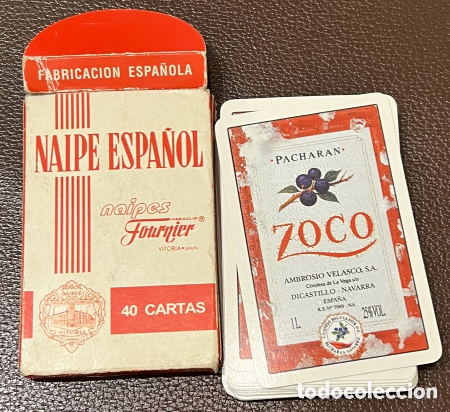 Barajas de cartas: Baraja Espa&ntilde;ola. Publicidad ZOCO Pachar&aacute;n Grupo. Fournier.