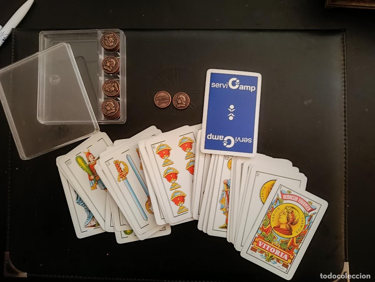 Barajas de cartas: BARAJA DE CARTAS / NAIPES ESPA&Ntilde;OLA HERACLIO FOURNIER - PUBLI SERVICAMP - COMPLETA CON FICHAS Y CAJA