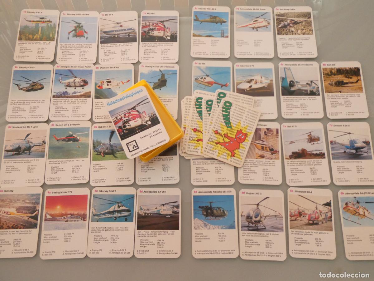 Barajas de cartas: BARAJA DE CARTAS INFANTIL. CUARTETOS FAMILIAS. HELIC&Oacute;PTEROS A&Ntilde;OS 70 80. HOLANDA. 120GR