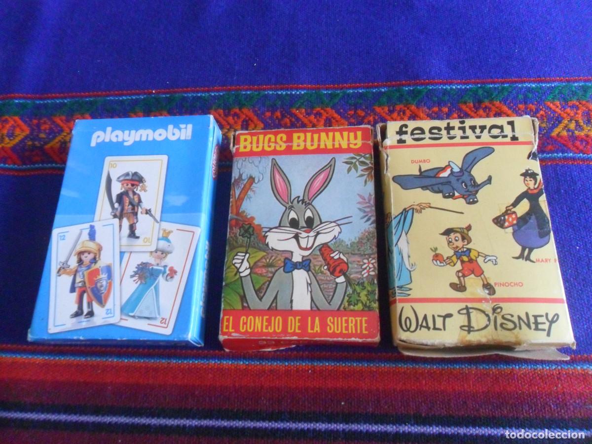 Barajas de cartas: BUGS BUNNY EL CONEJO DE LA SUERTE, FESTIVAL WALT DISNEY Y PLAYMOBIL. HERACLIO FOURNIER. COMPLETAS.