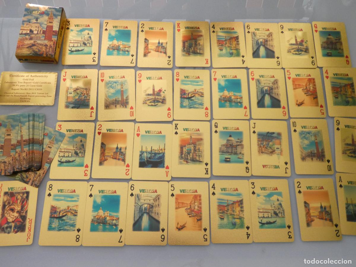 Barajas de cartas: BARAJA DE CARTAS DE POKER. VENECIA ITALIA. NAIPES DORADOS ORO. FOTOS POSTALES. 120GR