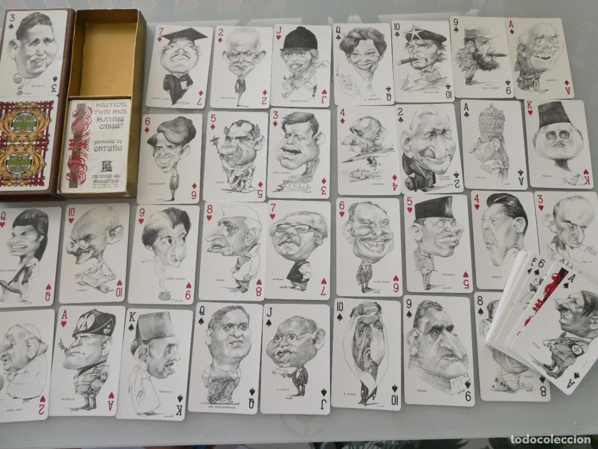 Barajas de cartas: 2 BARAJAS DE CARTAS DE POKER. A&Ntilde;O 1973 FOURNIER POL&Iacute;TICOS. HITLER ARAFAT KENNEDY GANDHI 240GR
