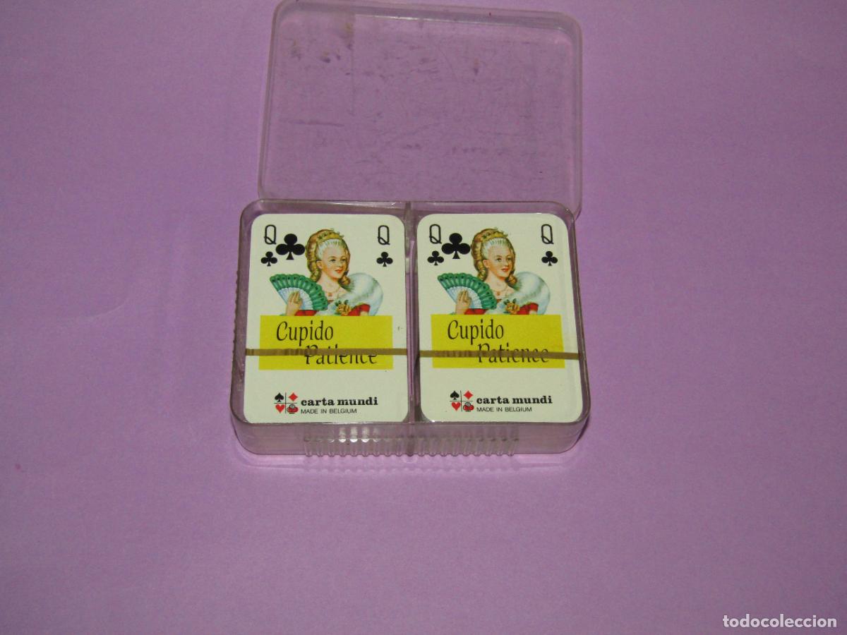 Barajas de cartas: Antiguo Estuche con Pareja de Barajas de P&oacute;ker CUPIDO PATIENCE de Carta Mundi Made in Belgium