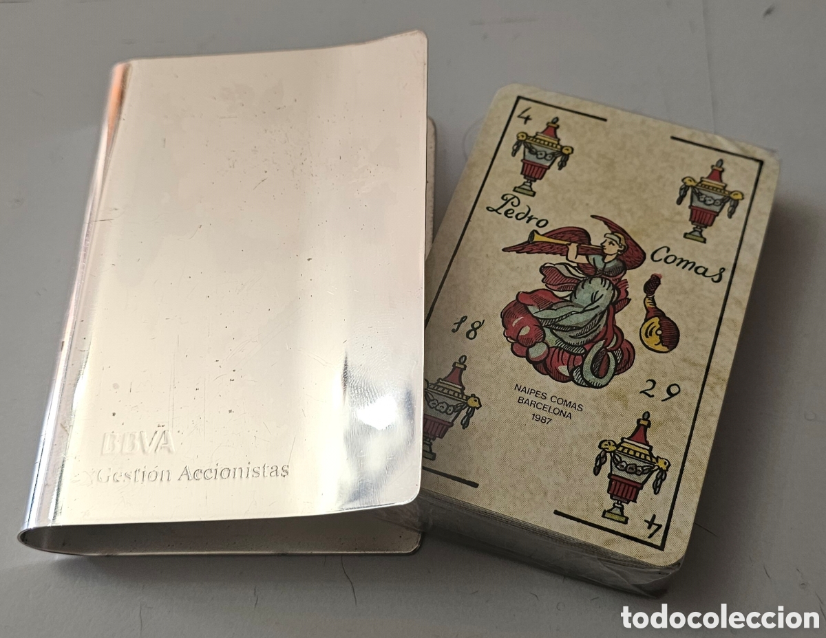 Barajas de cartas: BARAJA NAIPES COMAS BBVA 1987 PRECINTADA CON FUNDA METALICA