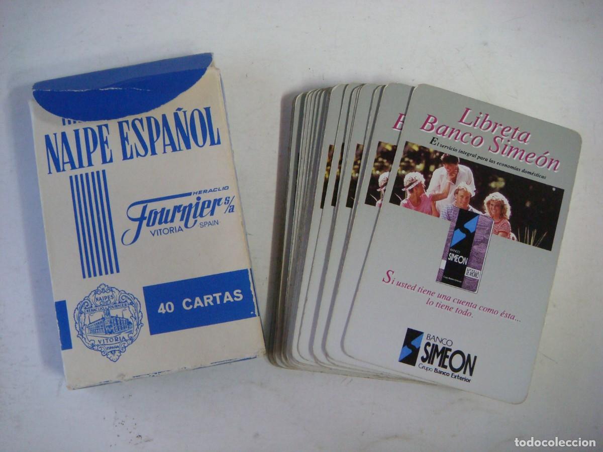 Barajas de cartas: BARAJA ESPA&Ntilde;OLA DE FOURNIER CON PUBLICIDAD DE LIBRETA BANCO SIMEON -(&)