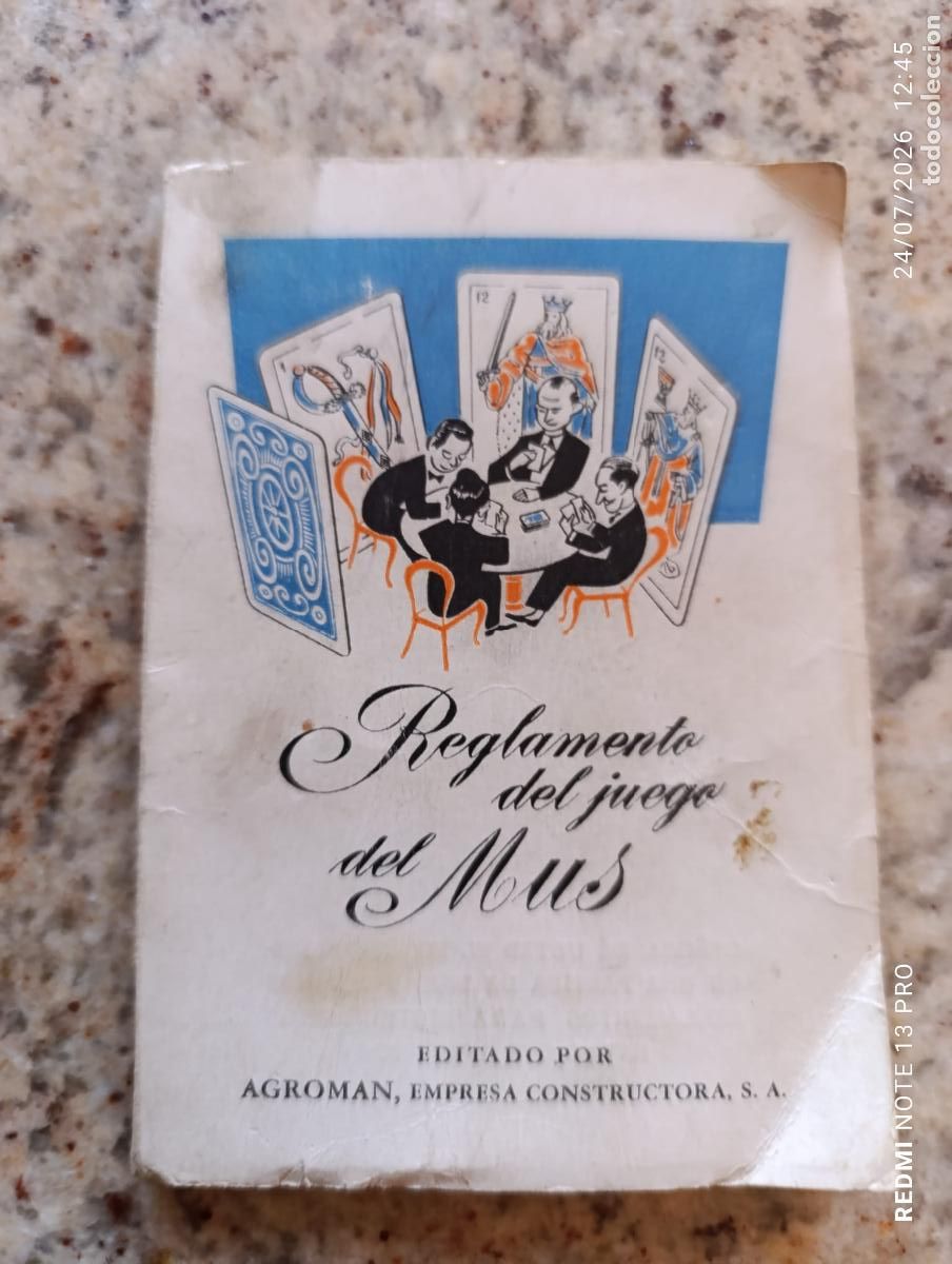 Barajas de cartas: Reglamento del juego del Mus Editado Agroman Empresa Constructora a&ntilde;os 50s.