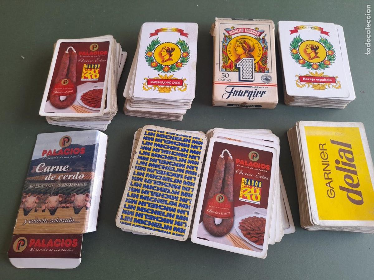 Barajas de cartas: 6 naipes / barajas de entre 40 y 50 cartas. Michelin, delial, palacios, fournier