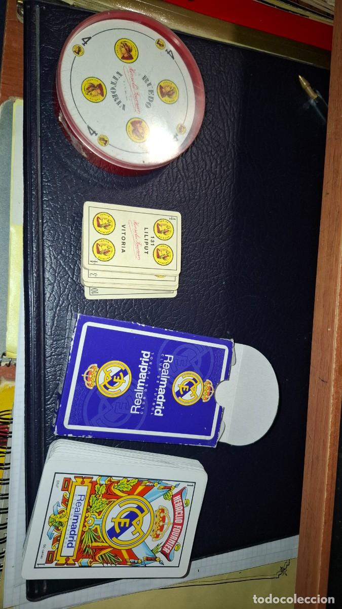 Barajas de cartas: Heraclio Fournier, liliput 131, ruedo 50 cartas, Real Madrid 50 cartas.,