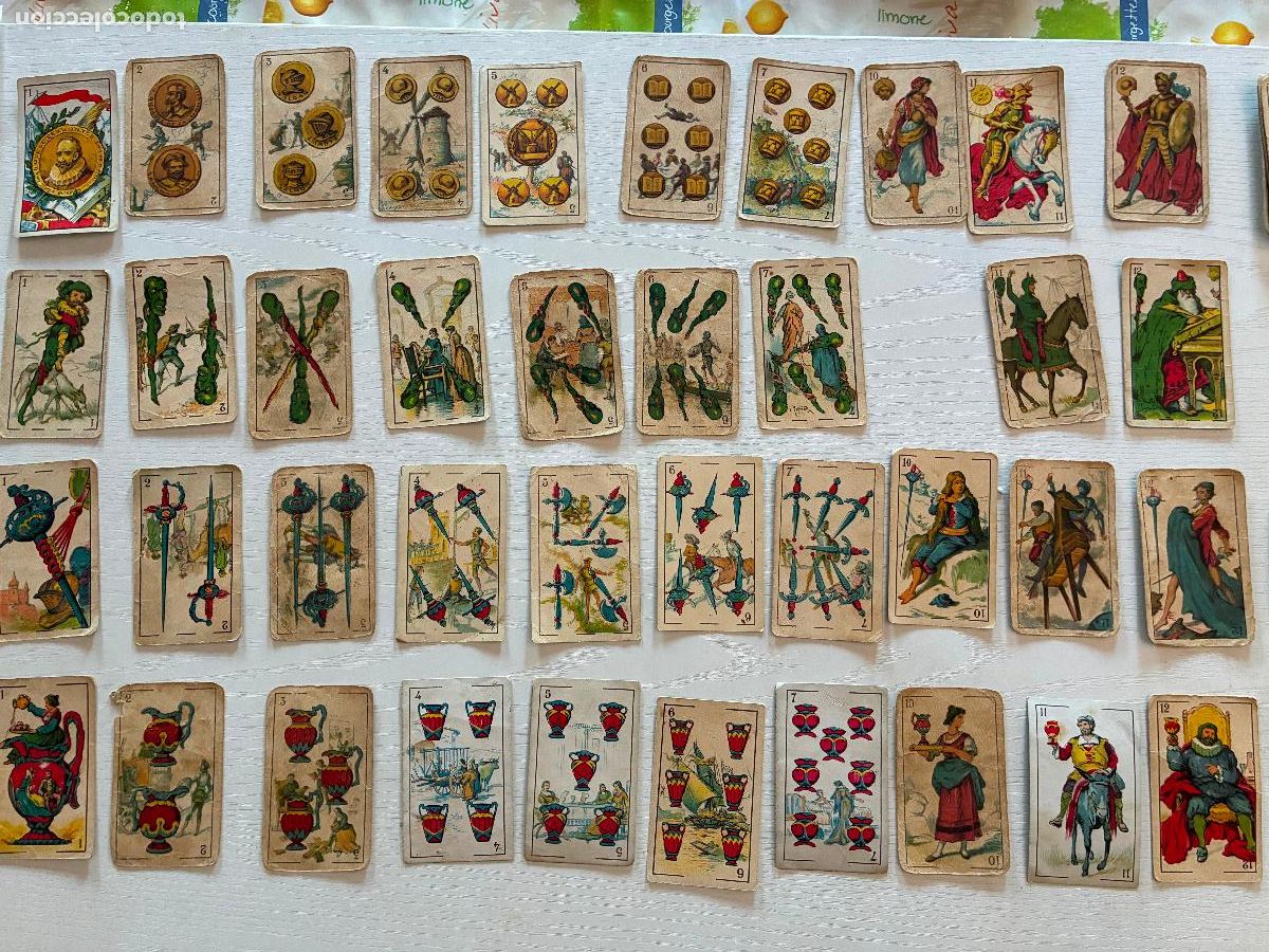Barajas de cartas: Baraja Miguel de Cervantes Don Quijote de La Mancha 46 cartas faltan chocolate La Pajarita Albacete