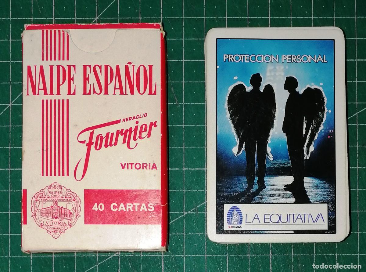 Barajas de cartas: BARAJA ESPA&Ntilde;OLA FOURNIER. Naipe espa&ntilde;ol. N&ordm; 1. 40 cartas. Publicidad Seguros La Equitativa Elvia