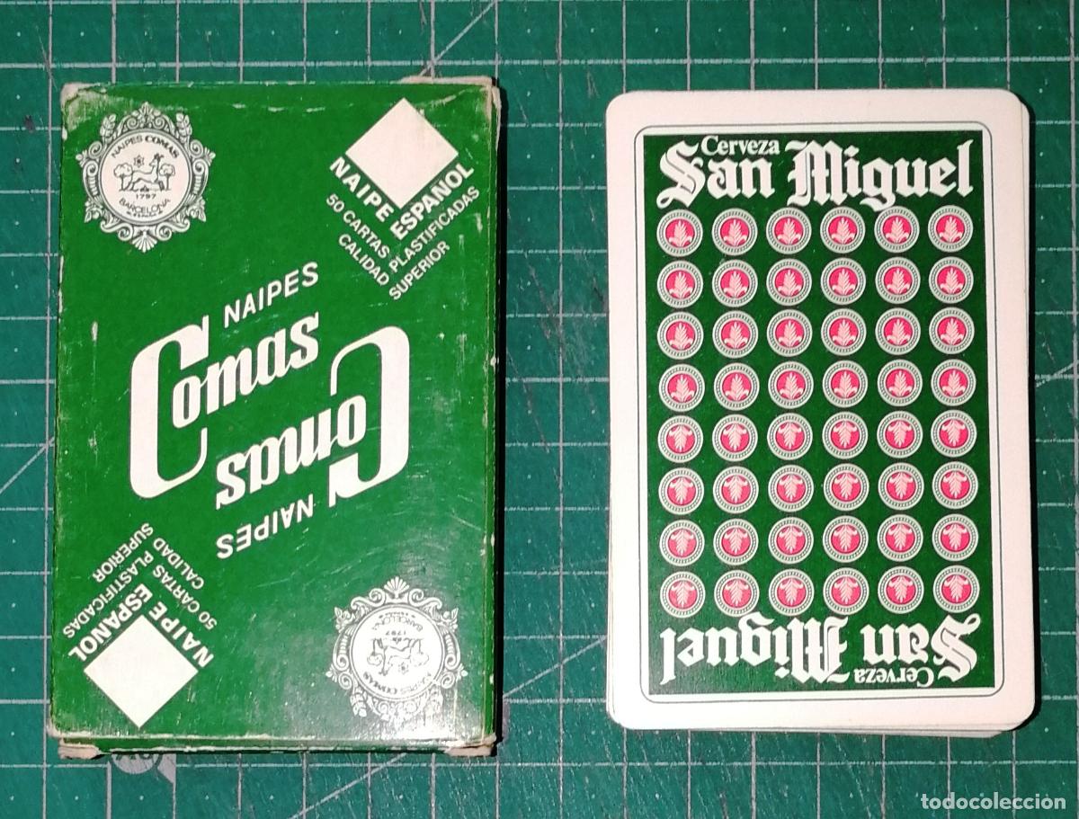 Barajas de cartas: BARAJA ESPA&Ntilde;OLA COMAS. NAIPE ESPA&Ntilde;OL 50 CARTAS PLASTIFICADAS. N&ordm; 7. Publicidad CERVEZA SAN MIGUEL