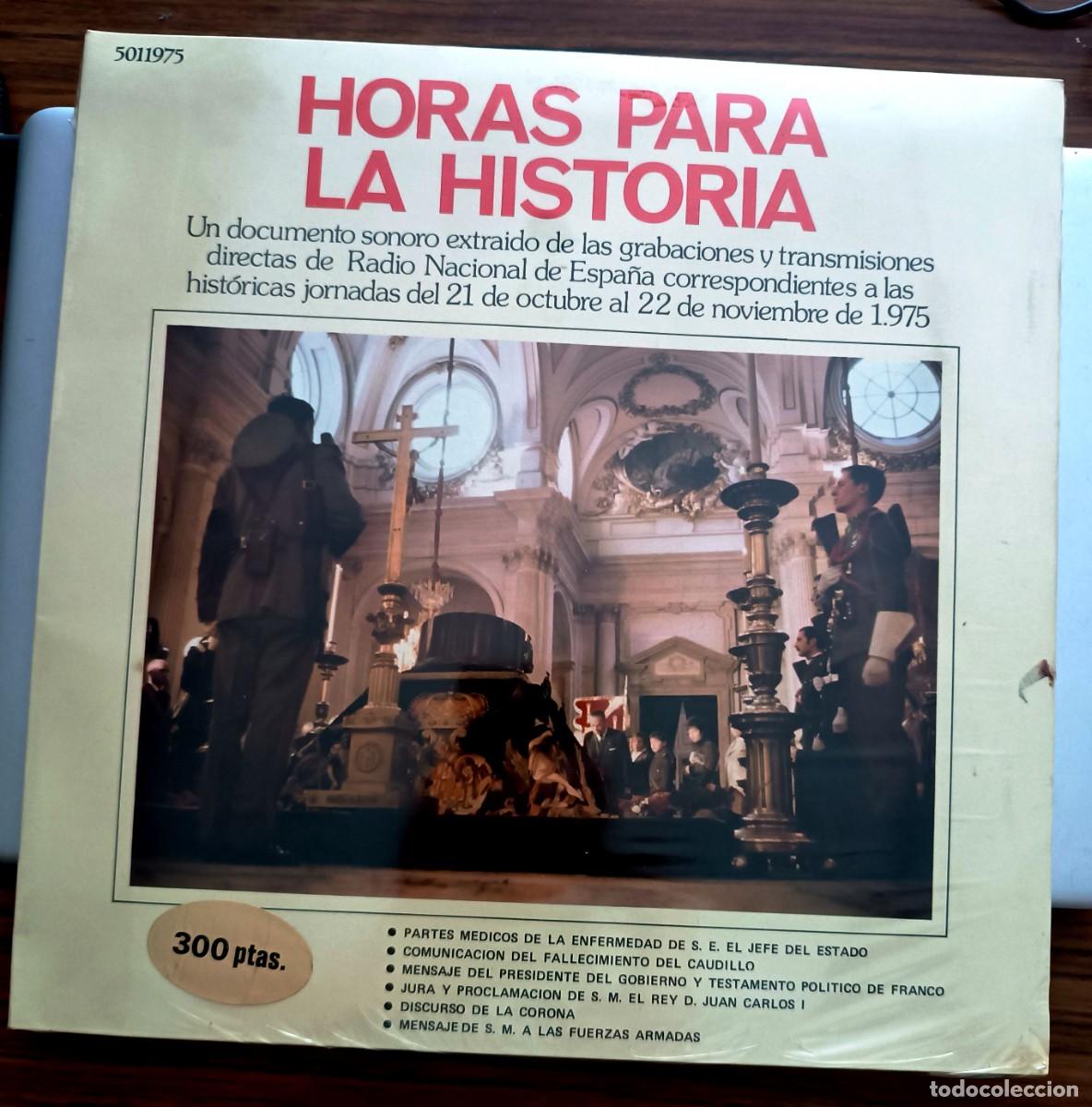 Barajas de cartas: HORAS PARA LA HISTORIA. DOCUMENTO SONORO FRANCO. REY JUAN C. LP NUEVO PRECINTADO
