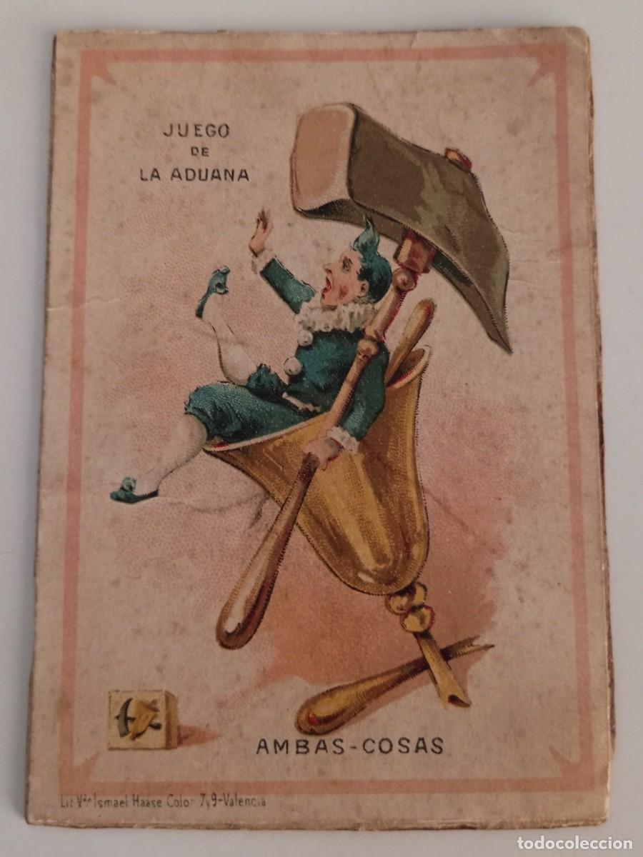 Barajas de cartas: CARTA SERIE JUEGO DE LA ADUANA - FABRICA CHOCOLATES EL BARCO - VALENCIA FINALES XIX