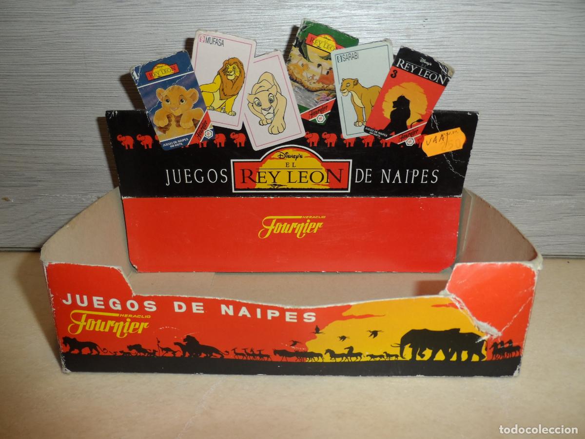 Barajas de cartas: CAJA EXPOSITORA DE BARAJAS FOURNIER DISNEY EL REY LE&Oacute;N A&Ntilde;OS 90